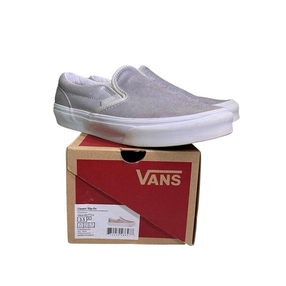 Vans Classic Slip On Silver Shoes With Box Kids Size 3.5 - Picture 2 of 16